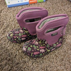 Baby Bogs Little Textures Size 6 Fleece Lined Rain/Snow Boots Purple